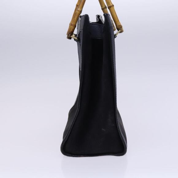 GUCCI Bamboo Hand Bag Suede Leather Navy Gold - Picture 5 of 12